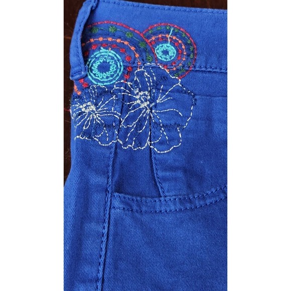 Desigual Women's Royal Blue Embroidered Denim Jeans Joggers Size 24 - Picture 6 of 10